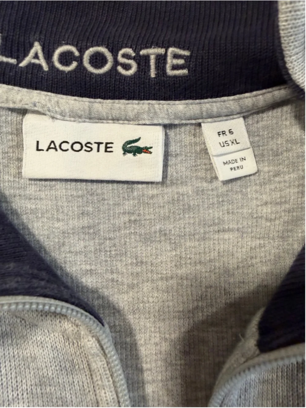 Lacoste light gray quarter zip cotton sweatshirt men’s XL